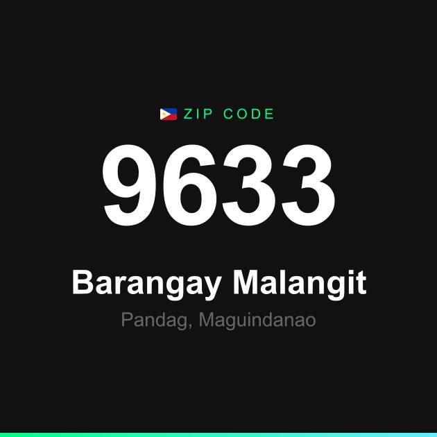 Shareable ZIP code 9633 card for Barangay Malangit
