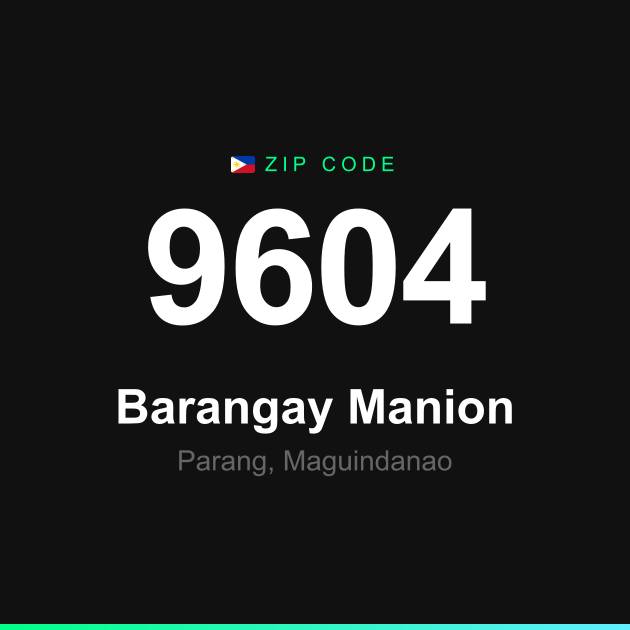Shareable ZIP code 9604 card for Barangay Manion