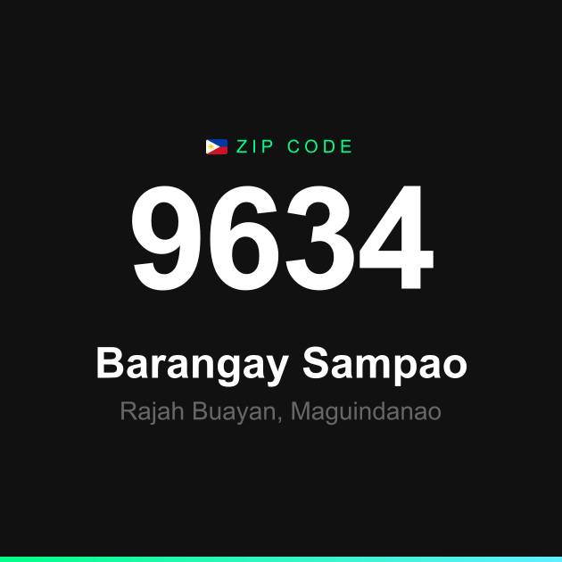 Shareable ZIP code 9634 card for Barangay Sampao