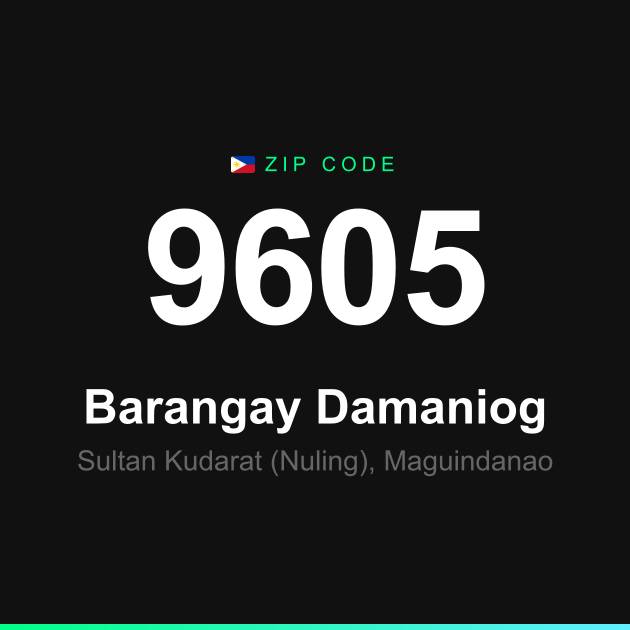 Shareable ZIP code 9605 card for Barangay Damaniog