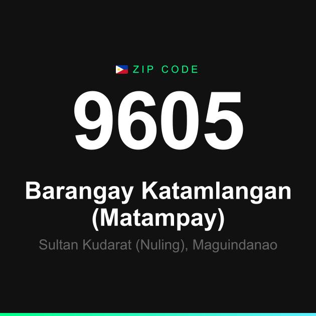 Shareable ZIP code 9605 card for Barangay Katamlangan (Matampay)