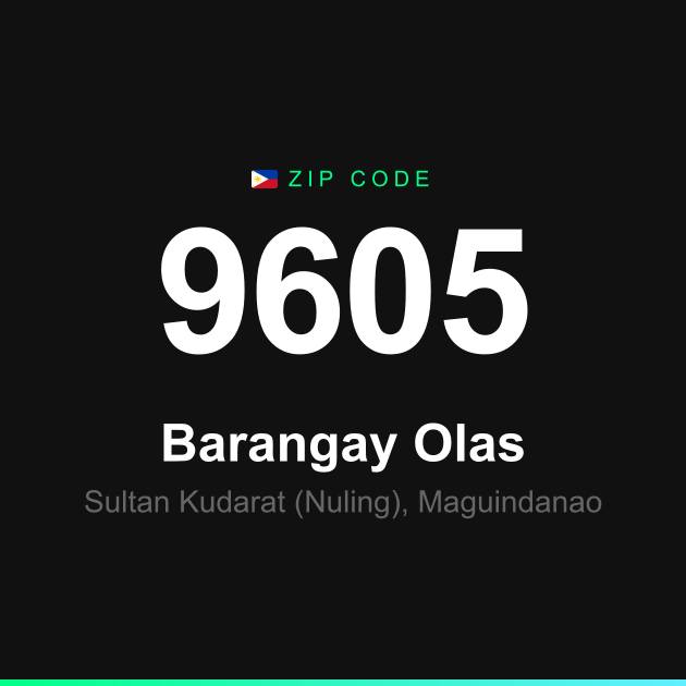 Shareable ZIP code 9605 card for Barangay Olas