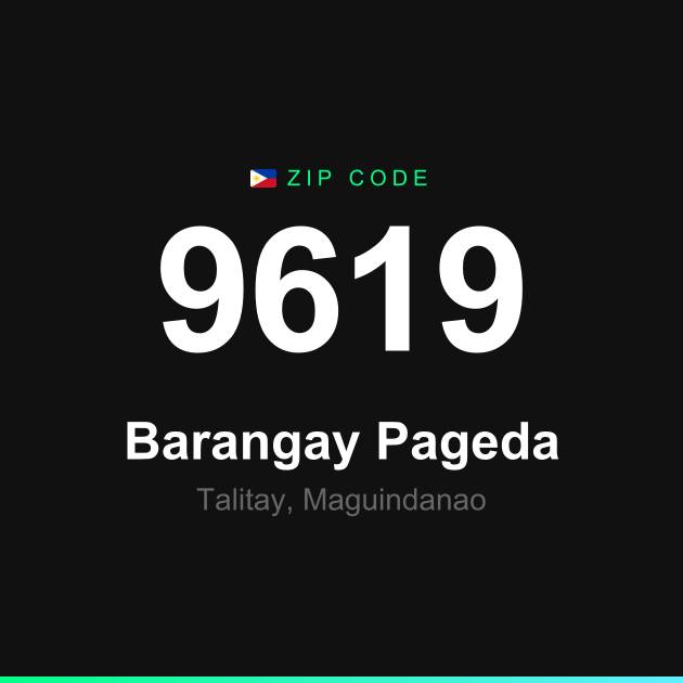 Shareable ZIP code 9619 card for Barangay Pageda