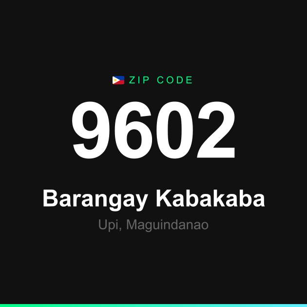 Shareable ZIP code 9602 card for Barangay Kabakaba