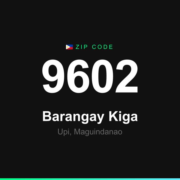 Shareable ZIP code 9602 card for Barangay Kiga