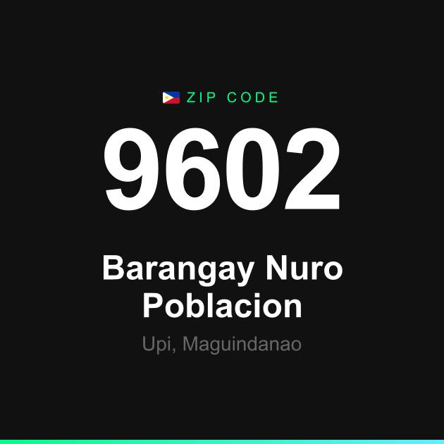 Shareable ZIP code 9602 card for Barangay Nuro Poblacion