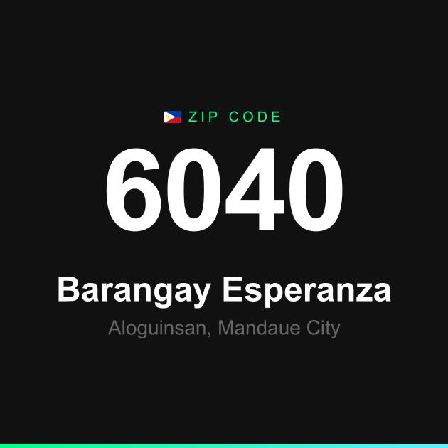 Shareable ZIP code 6040 card for Barangay Esperanza