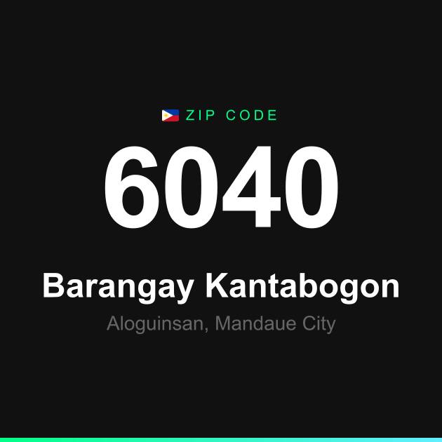 Shareable ZIP code 6040 card for Barangay Kantabogon