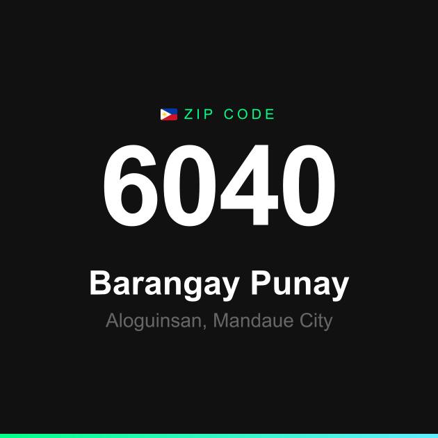 Shareable ZIP code 6040 card for Barangay Punay