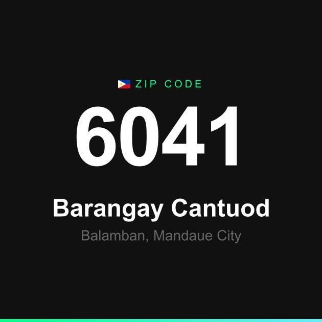Shareable ZIP code 6041 card for Barangay Cantuod