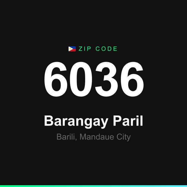 Shareable ZIP code 6036 card for Barangay Paril