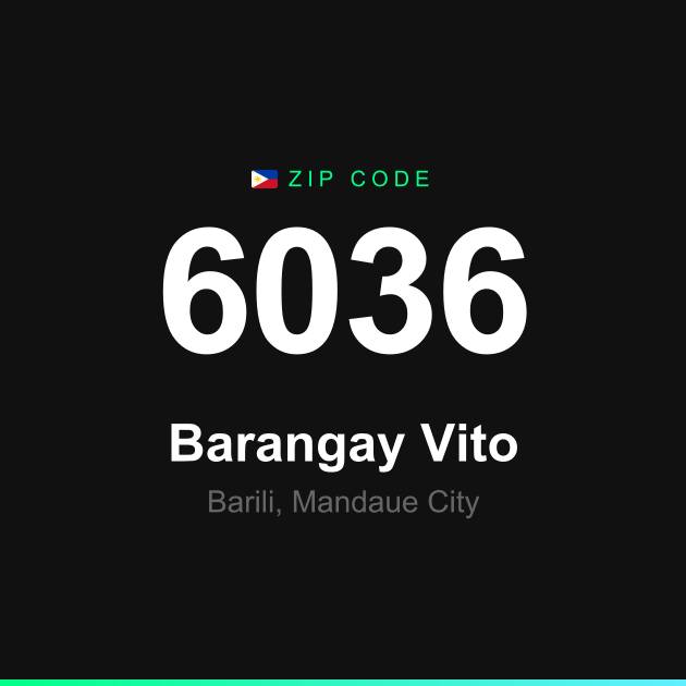 Shareable ZIP code 6036 card for Barangay Vito