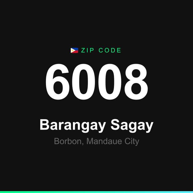 Shareable ZIP code 6008 card for Barangay Sagay
