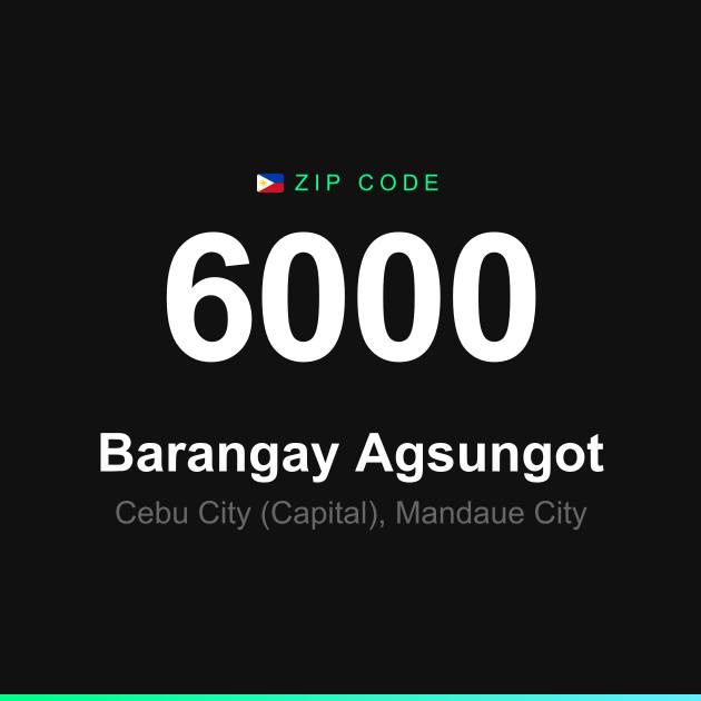 Shareable ZIP code 6000 card for Barangay Agsungot