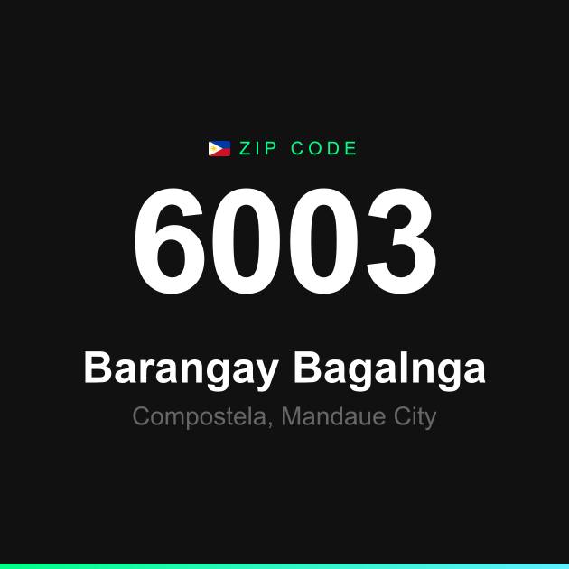 Shareable ZIP code 6003 card for Barangay Bagalnga