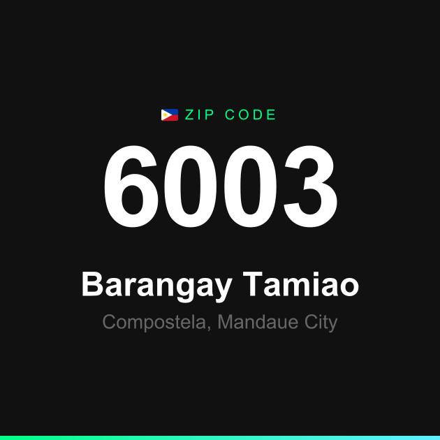 Shareable ZIP code 6003 card for Barangay Tamiao
