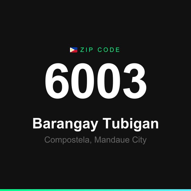 Shareable ZIP code 6003 card for Barangay Tubigan
