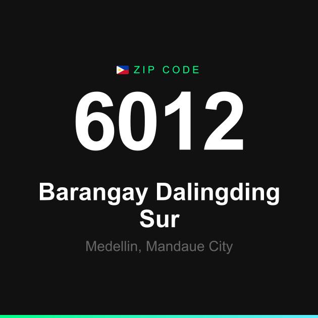 Shareable ZIP code 6012 card for Barangay Dalingding Sur