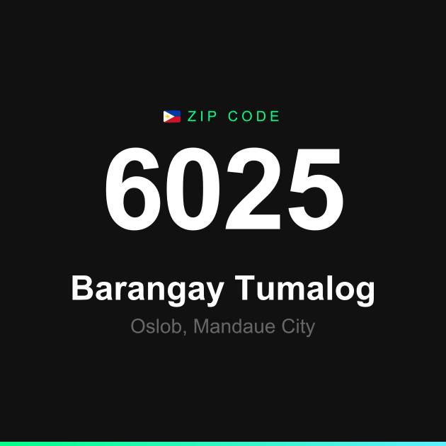 Shareable ZIP code 6025 card for Barangay Tumalog
