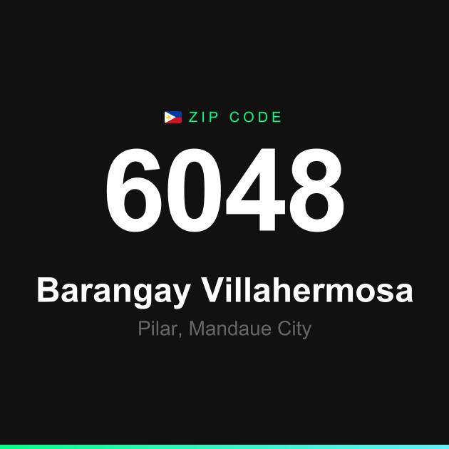 Shareable ZIP code 6048 card for Barangay Villahermosa