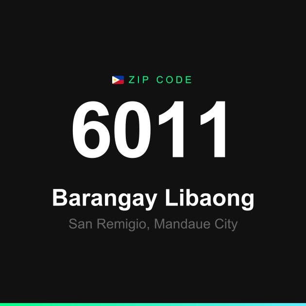 Shareable ZIP code 6011 card for Barangay Libaong