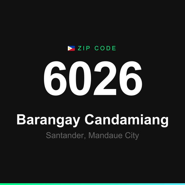 Shareable ZIP code 6026 card for Barangay Candamiang