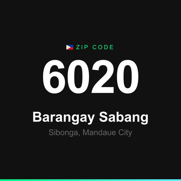 Shareable ZIP code 6020 card for Barangay Sabang