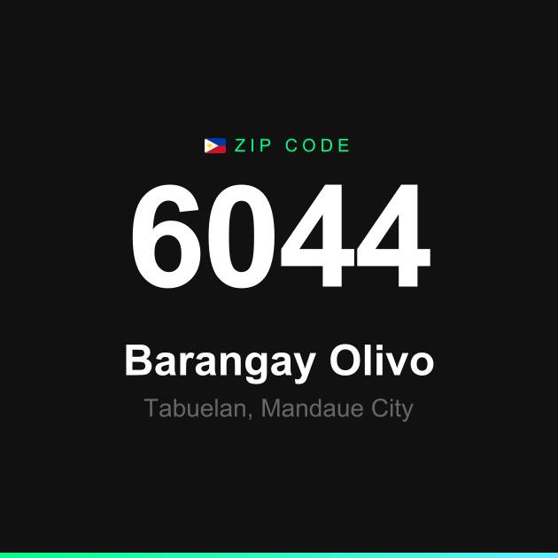Shareable ZIP code 6044 card for Barangay Olivo
