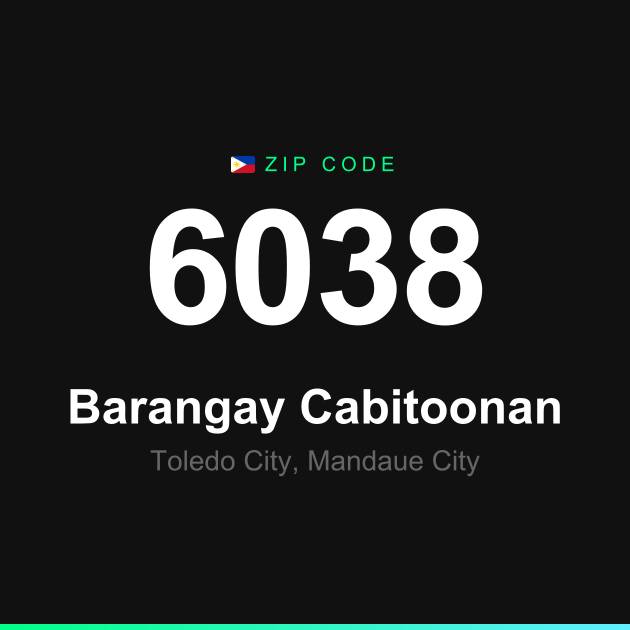 Shareable ZIP code 6038 card for Barangay Cabitoonan