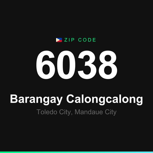 Shareable ZIP code 6038 card for Barangay Calongcalong