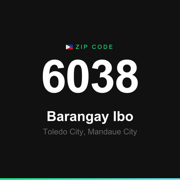 Shareable ZIP code 6038 card for Barangay Ibo