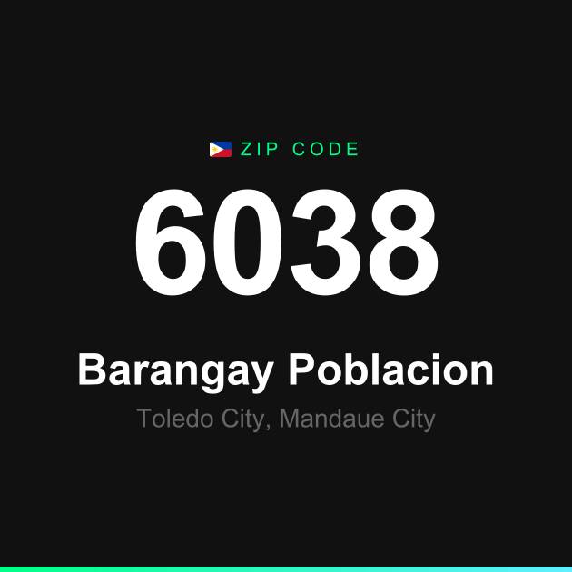 Shareable ZIP code 6038 card for Barangay Poblacion