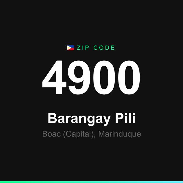 Shareable ZIP code 4900 card for Barangay Pili