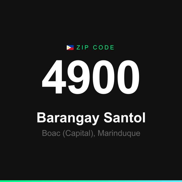 Shareable ZIP code 4900 card for Barangay Santol