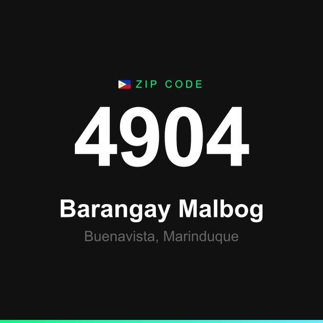 Shareable ZIP code 4904 card for Barangay Malbog