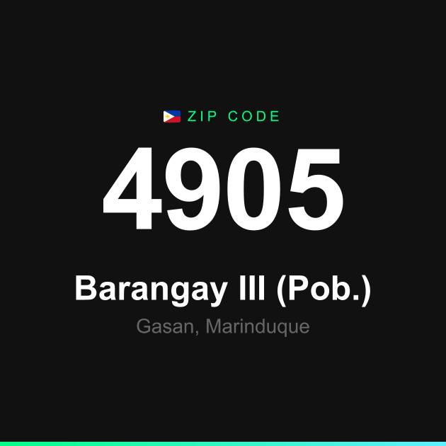 Shareable ZIP code 4905 card for Barangay III (Pob.)