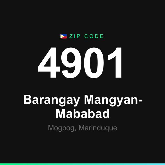 Shareable ZIP code 4901 card for Barangay Mangyan-Mababad
