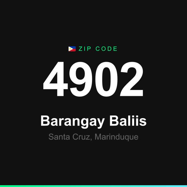 Shareable ZIP code 4902 card for Barangay Baliis