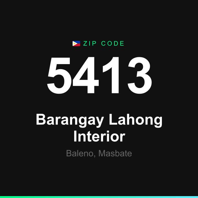 Shareable ZIP code 5413 card for Barangay Lahong Interior