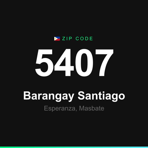 Shareable ZIP code 5407 card for Barangay Santiago