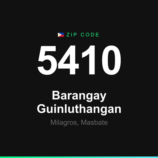 Shareable ZIP code 5410 card for Barangay Guinluthangan
