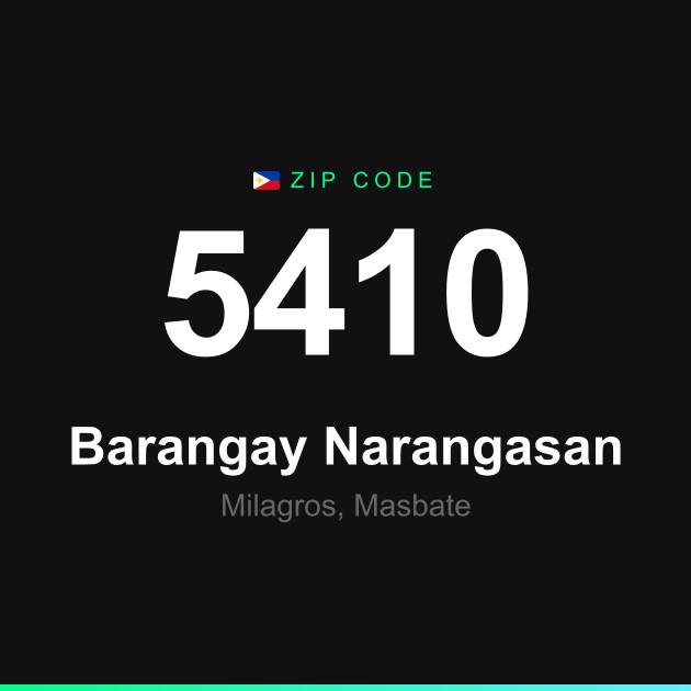 Shareable ZIP code 5410 card for Barangay Narangasan