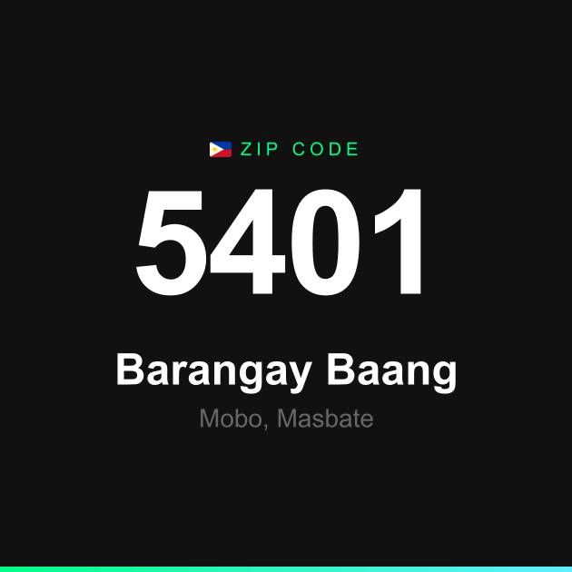 Shareable ZIP code 5401 card for Barangay Baang