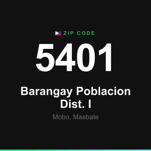 Shareable ZIP code 5401 card for Barangay Poblacion Dist. I