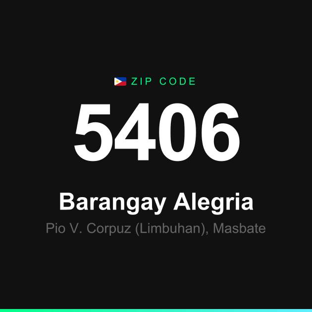 Shareable ZIP code 5406 card for Barangay Alegria