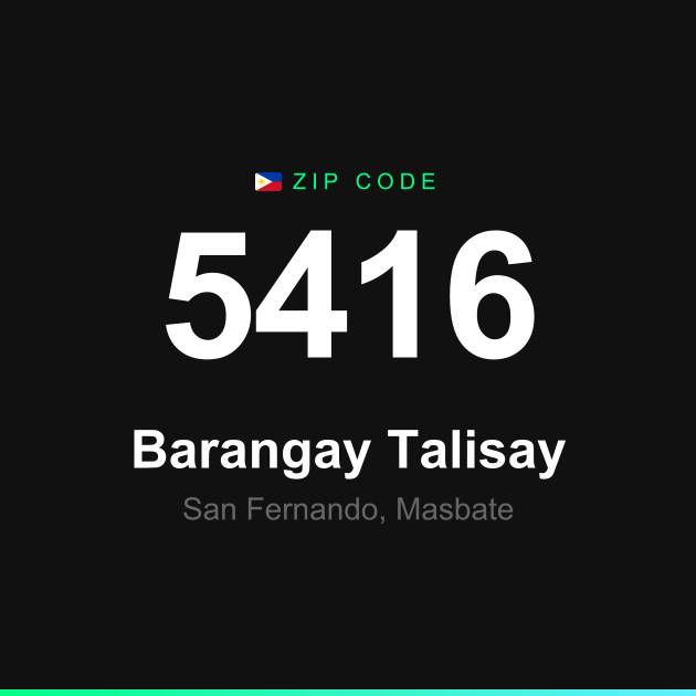 Shareable ZIP code 5416 card for Barangay Talisay