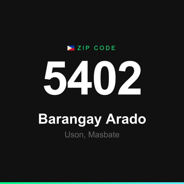 Shareable ZIP code 5402 card for Barangay Arado