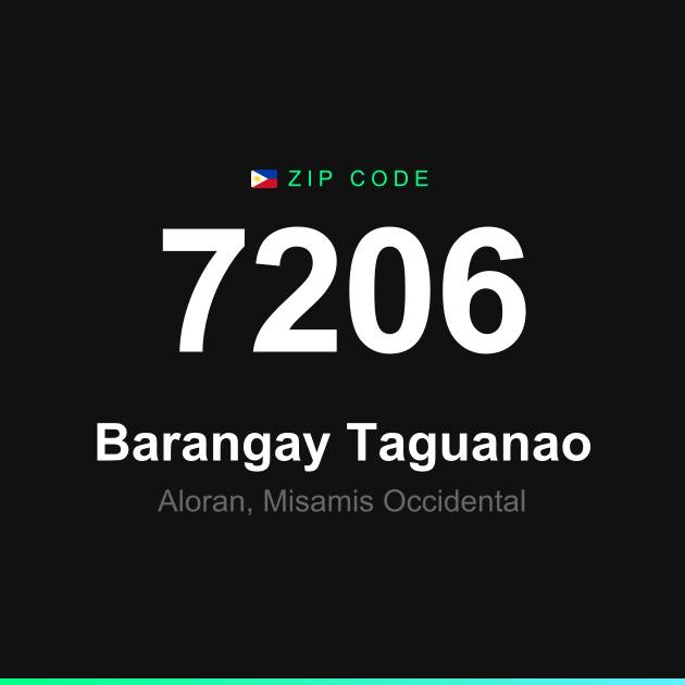 Shareable ZIP code 7206 card for Barangay Taguanao