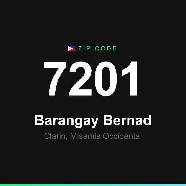 Shareable ZIP code 7201 card for Barangay Bernad
