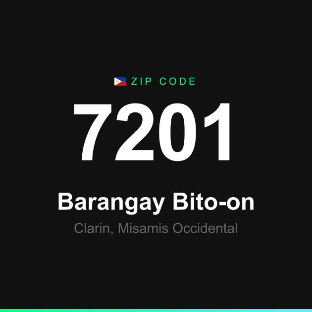 Shareable ZIP code 7201 card for Barangay Bito-on